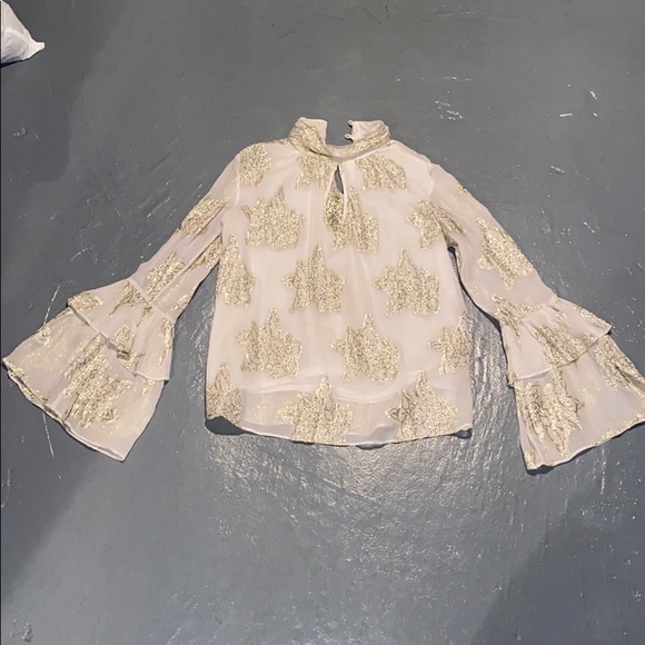 Miss Selfridge White Keyhole Shimmery Top - Picture 2 of 4